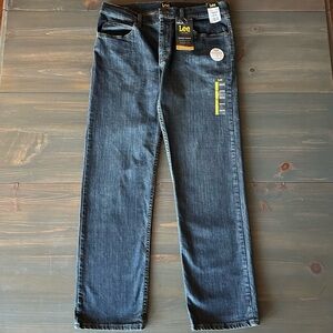 NEW Lee Men’s Dark Blue Denim Regular Fit Straight Leg Jeans (Size 33 X 32)